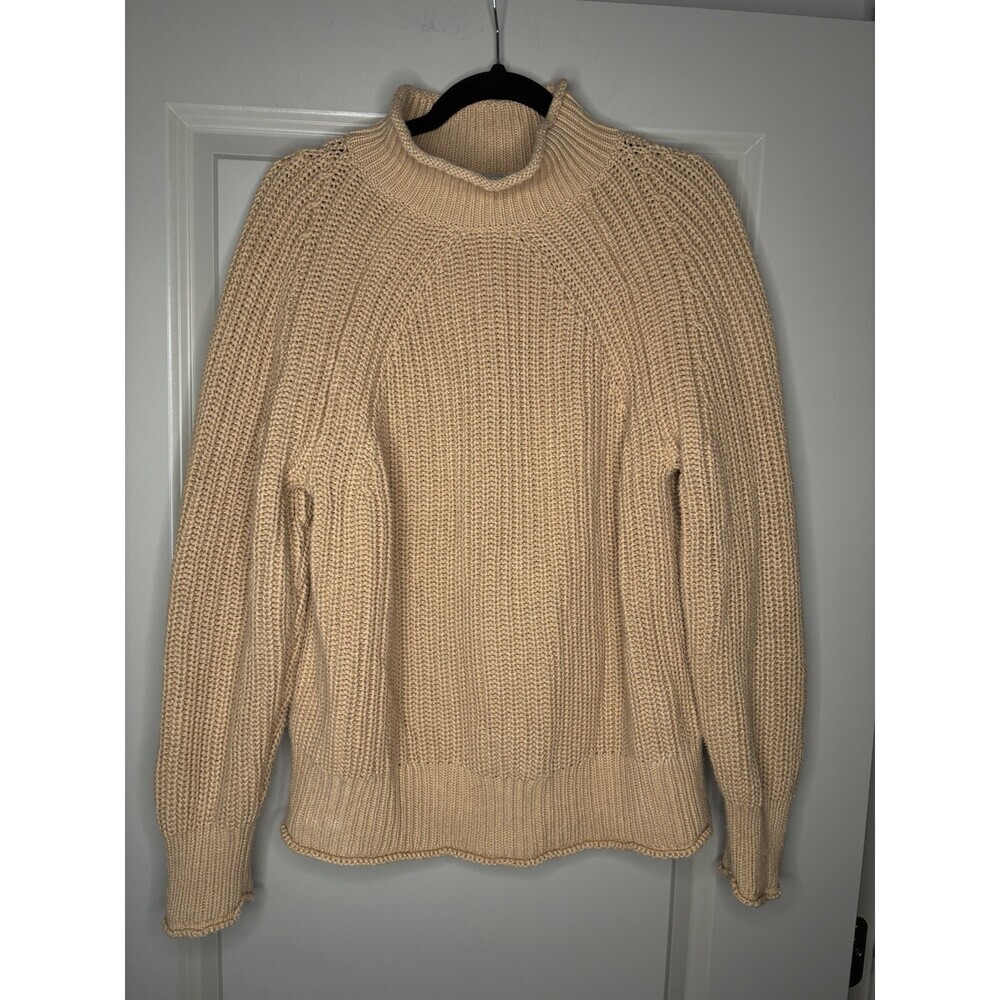 J Crew Relaxed Rollneck Sweater in Sandy Beach Tan Women's Size Medium - Picture 2 of 8